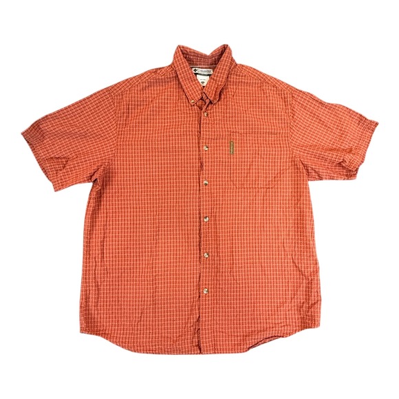 Columbia Other - Columbia Shirt Mens XXL Orange Grid Plaid Short Sleeve Cotton Fishing Outdoor